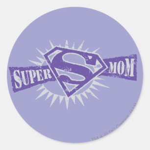 Sticker Rond Super Maman Purple Starburst