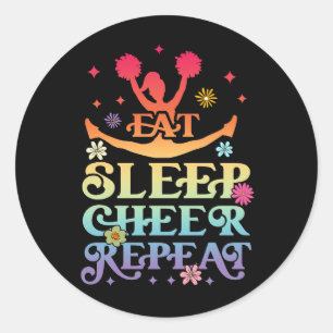 Sticker Rond Super Manger Sleep Cheer Répéter Pom-pom girl Chee