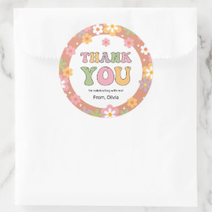 Sticker Rond Super marguerites hippie anniversaire Merci