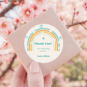 Sticker Rond Super Merci Boho Floral Rainbow