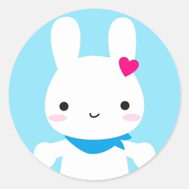 Sticker Rond Super mignonne Kawaii Bunny (Devant)