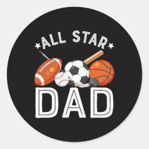 Sticker Rond Super papa de l'enfant fêté Sketll Soccer Spo
