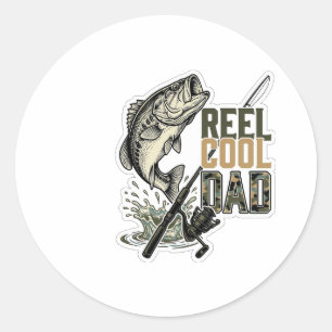 Sticker Rond Super Papa Pêche à la Bass Gravure Vintage Design