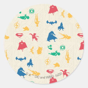 Sticker Rond Super Pets & Justice League Motif Silhouette