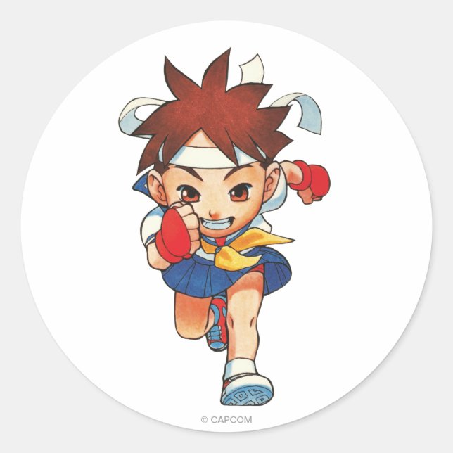 Sticker Rond Super Puzzle Fighter II Turbo Sakura (Devant)