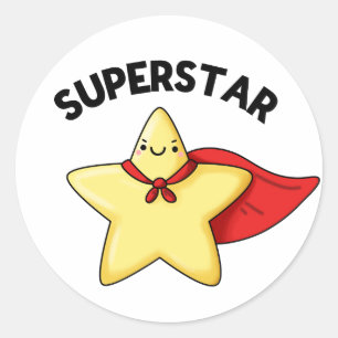 Sticker Rond Super Star Funny Astronomy Pun