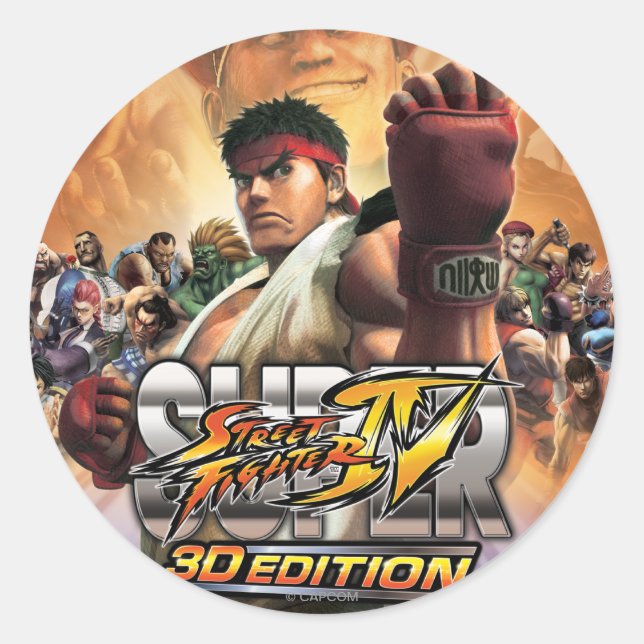 Sticker Rond Super Street Fighter IV 3D Edition Box Art (Devant)
