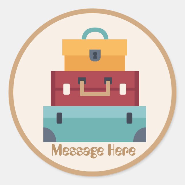 Sticker Rond Super valise voyage aventure ajouter message autoc (Devant)