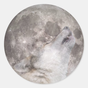 Sticker Rond Super Wolf Moon
