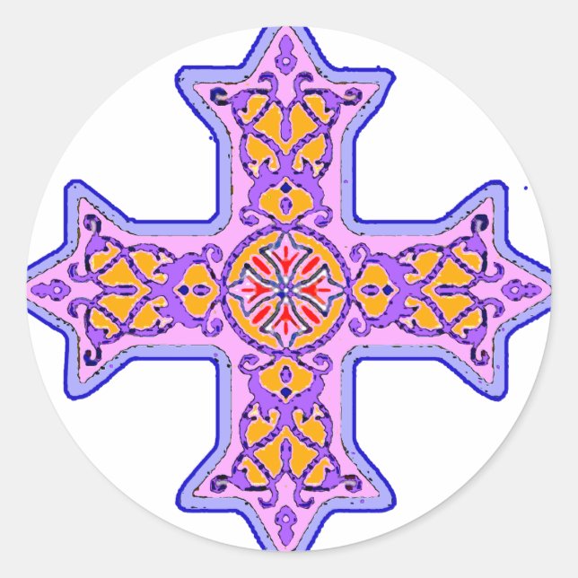 Sticker Rond Superbe croix copte Pastel (Devant)