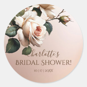 Sticker Rond Superbe Fête des mariées de Rose d'huile beige