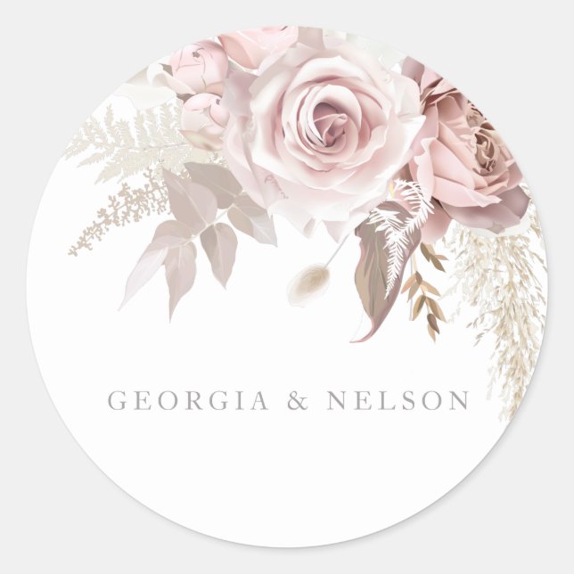 Sticker Rond Superbe Mariage floral Blush (Devant)