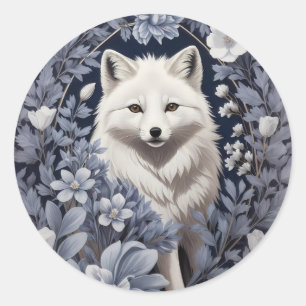 Sticker Rond Superbe Renard arctique William Morris Inspiré