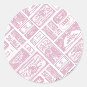 Sticker Rond Supergirl Admit One Pattern Pink