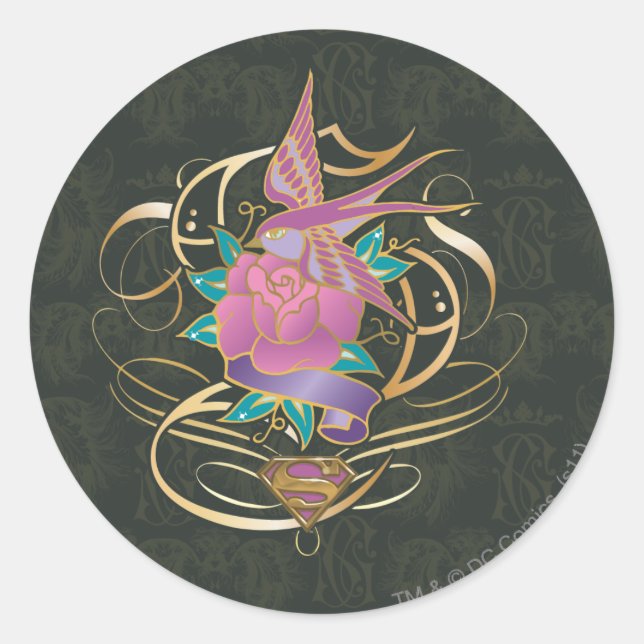 Sticker Rond Supergirl Bird et Flower (Devant)