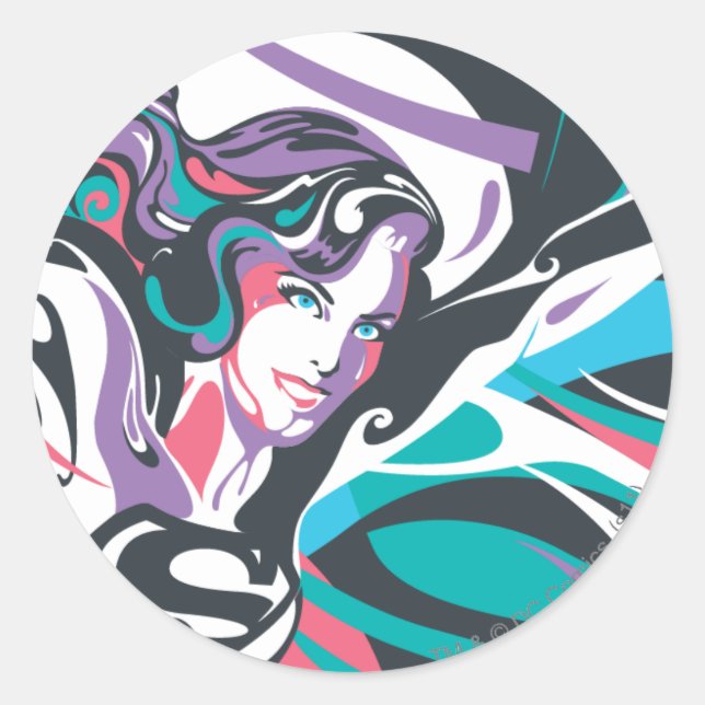 Sticker Rond Supergirl Color Splash Swirls 2 (Devant)