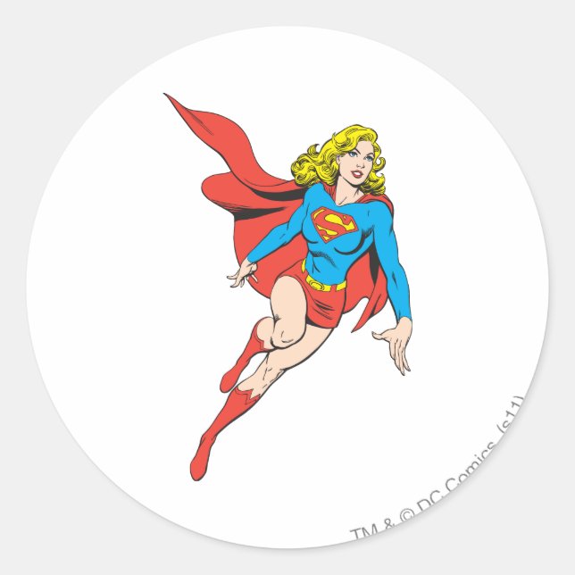 Sticker Rond Supergirl en mouvement (Devant)