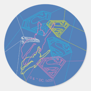 Sticker Rond Supergirl et logo en couleurs
