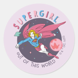 Sticker Rond Supergirl Flying Upwards Illustration