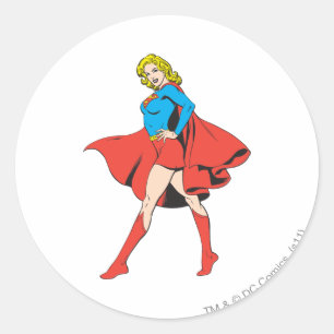 Sticker Rond Supergirl frappe un poteau