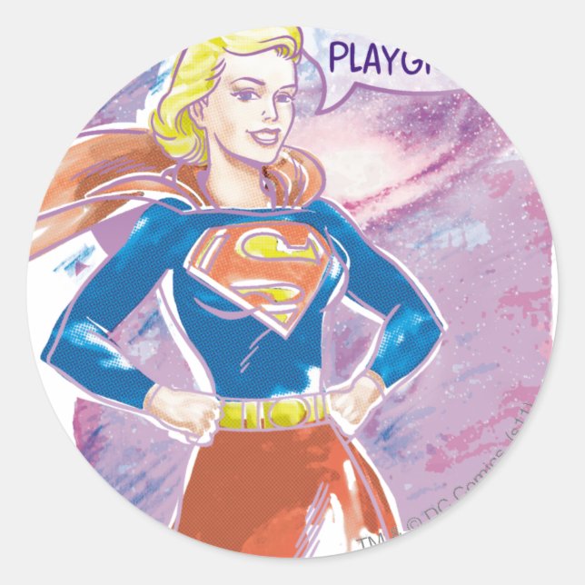 Sticker Rond Supergirl Galaxy (Devant)