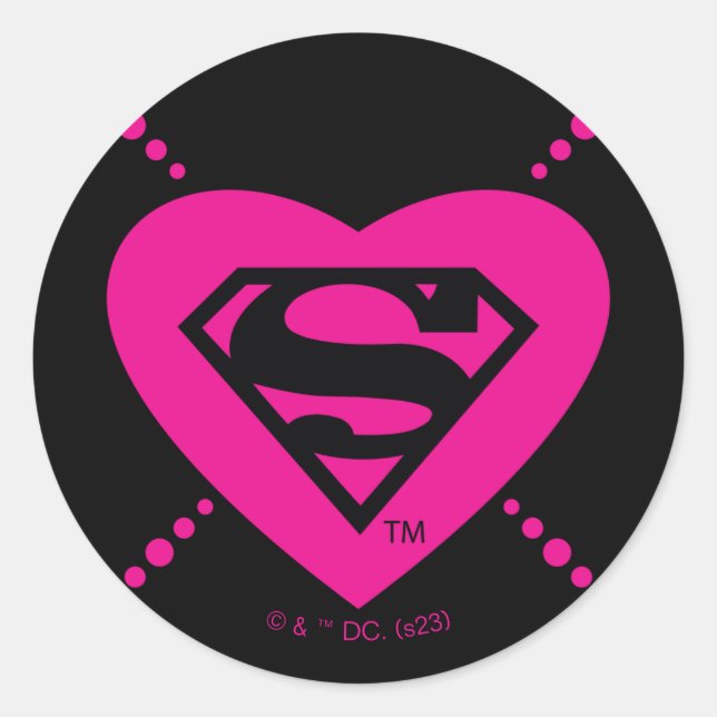 Sticker Rond Supergirl Hearts Motif diagonal (Devant)