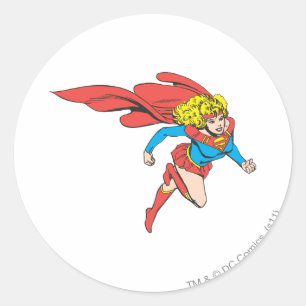 Sticker Rond Supergirl Leaps Right