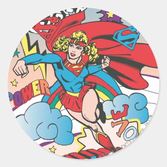 Sticker Rond Supergirl Love Conquise (Devant)