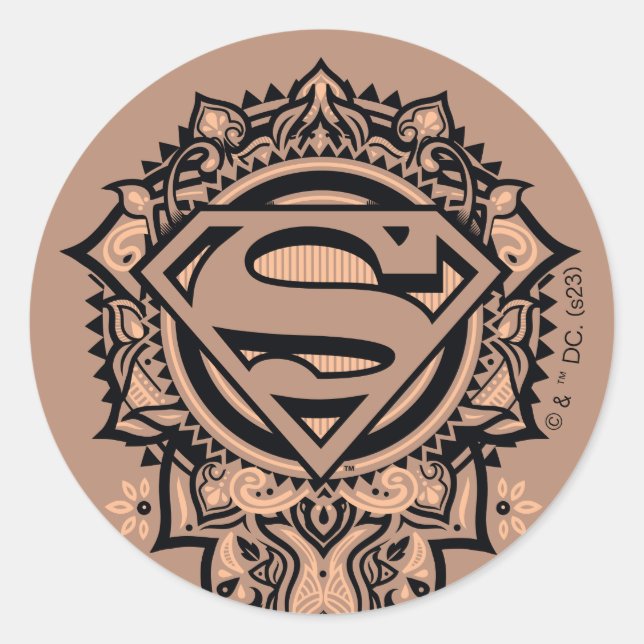 Sticker Rond Supergirl Mandala Graphic (Devant)