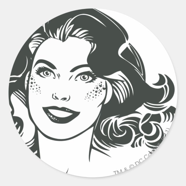 Sticker Rond Supergirl noir et blanc dessin 2 (Devant)
