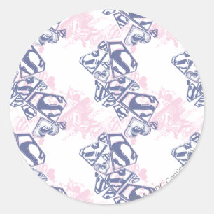 Sticker Rond Supergirl Pink and Purple Pattern