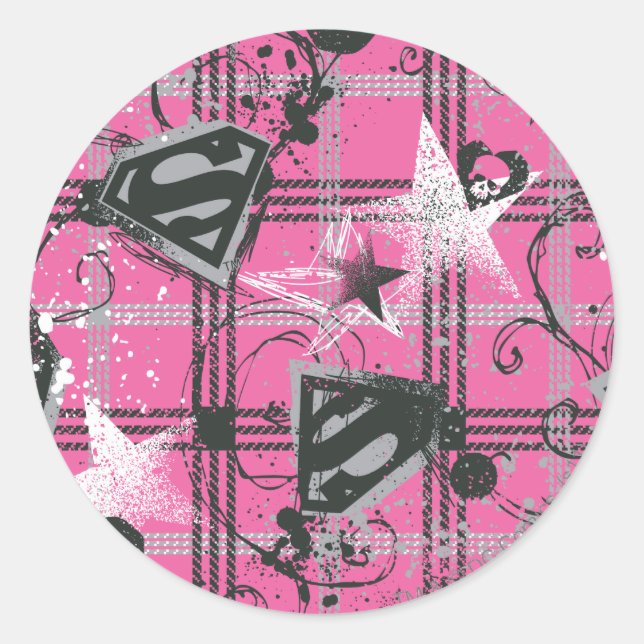 Sticker Rond Supergirl Pink SplatCarré (Devant)