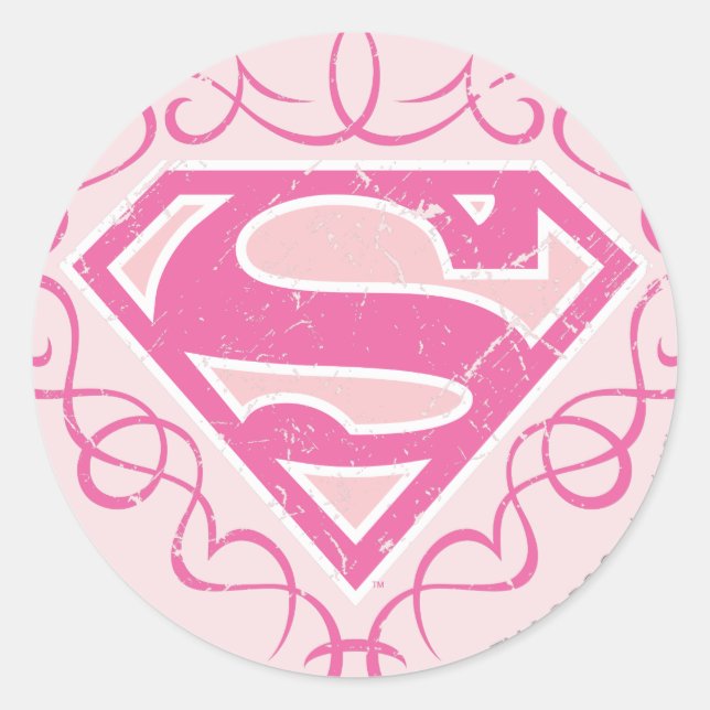 Sticker Rond Supergirl Pink Stripes (Devant)