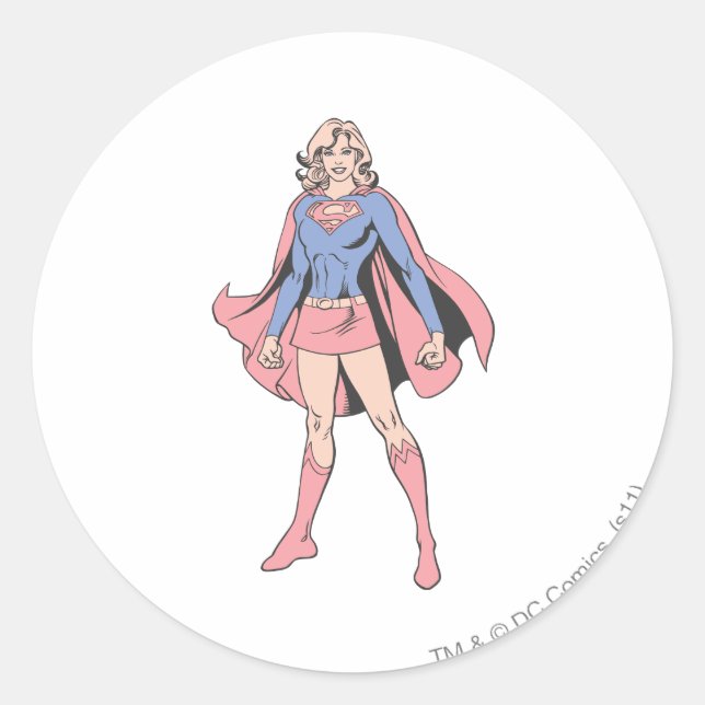 Sticker Rond Supergirl Pose 3 (Devant)