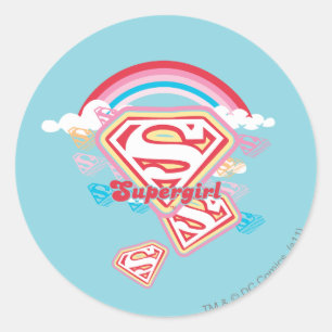 Sticker Rond Supergirl Rainbow