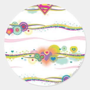 Sticker Rond Supergirl Retro Rainbow