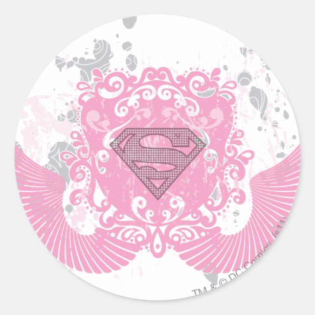 Sticker Rond Supergirl rose aile design (Devant)