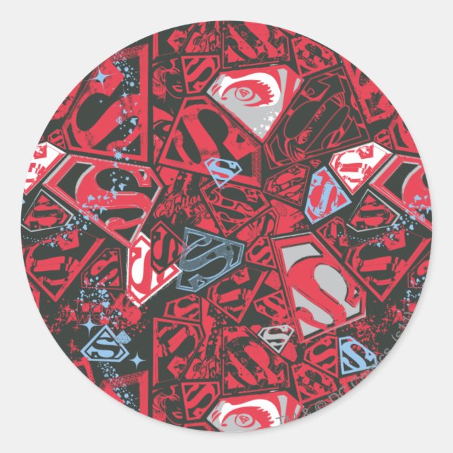 Sticker Rond Supergirl Stary Red Pattern (Devant)