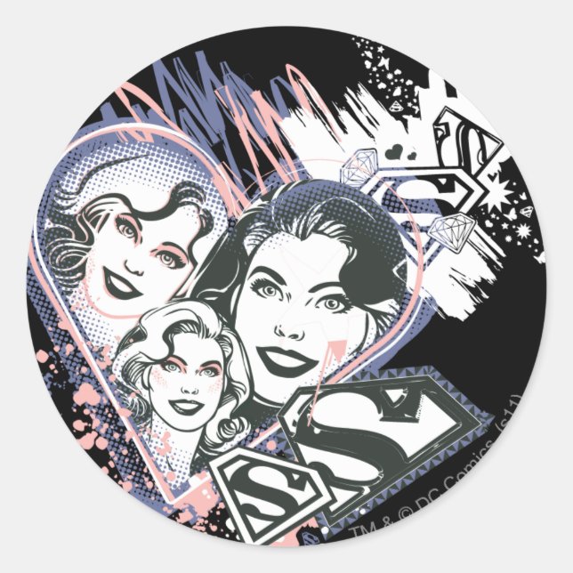 Sticker Rond Supergirl Visage Collage (Devant)