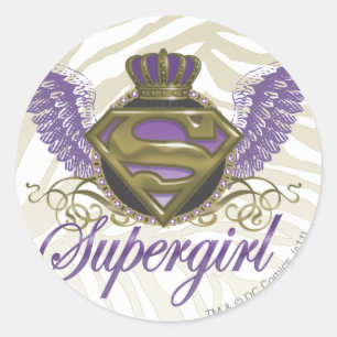 Sticker Rond Supergirl Zebra Print