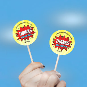 Sticker Rond Superhero Comic Book N'importe quel âge Anniversai