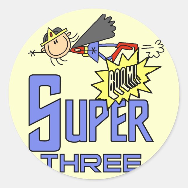 Sticker Rond Superhero Girl 3e Anniversaire Tshirts et cadeaux (Devant)