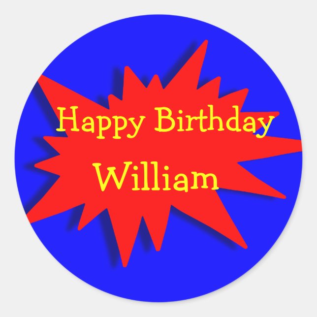 Sticker Rond Superhero Party Thème Rouge Bleu (Devant)