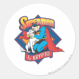 Sticker Rond Superman avec Krypto