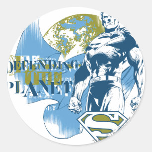 Sticker Rond Superman Défendre la planète