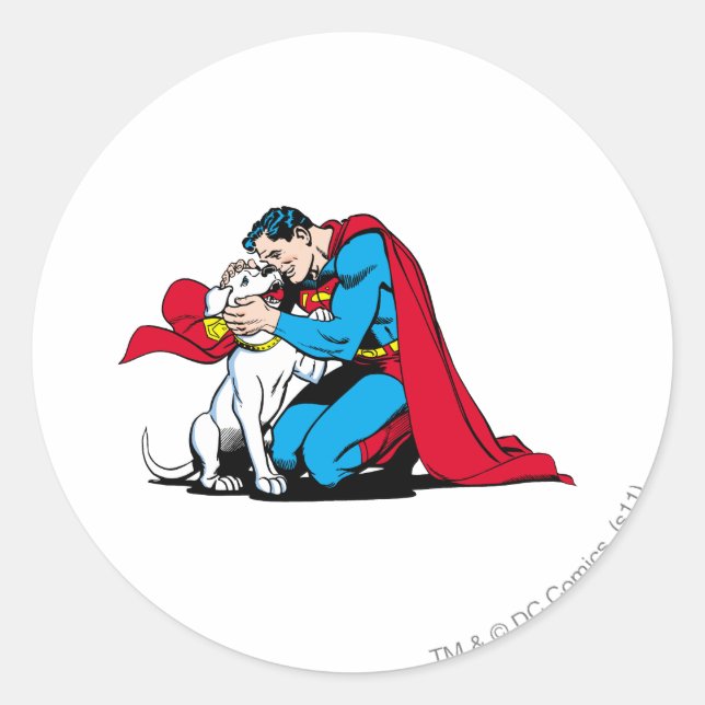 Sticker Rond Superman et Krypto (Devant)