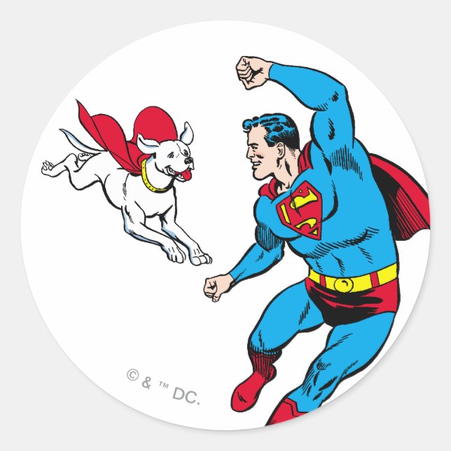 Sticker Rond Superman et Krypto 2 (Devant)