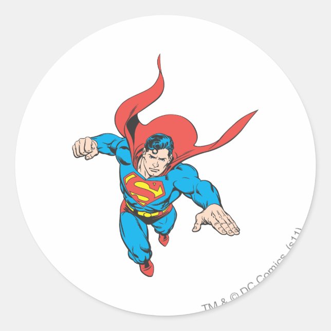 Sticker Rond Superman fait un bond en avant (Devant)