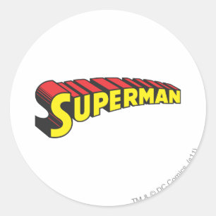 Sticker Rond Superman   Logo de lettres rouges jaunes