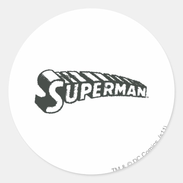 Sticker Rond Superman | Logo Lettres Grunge (Devant)